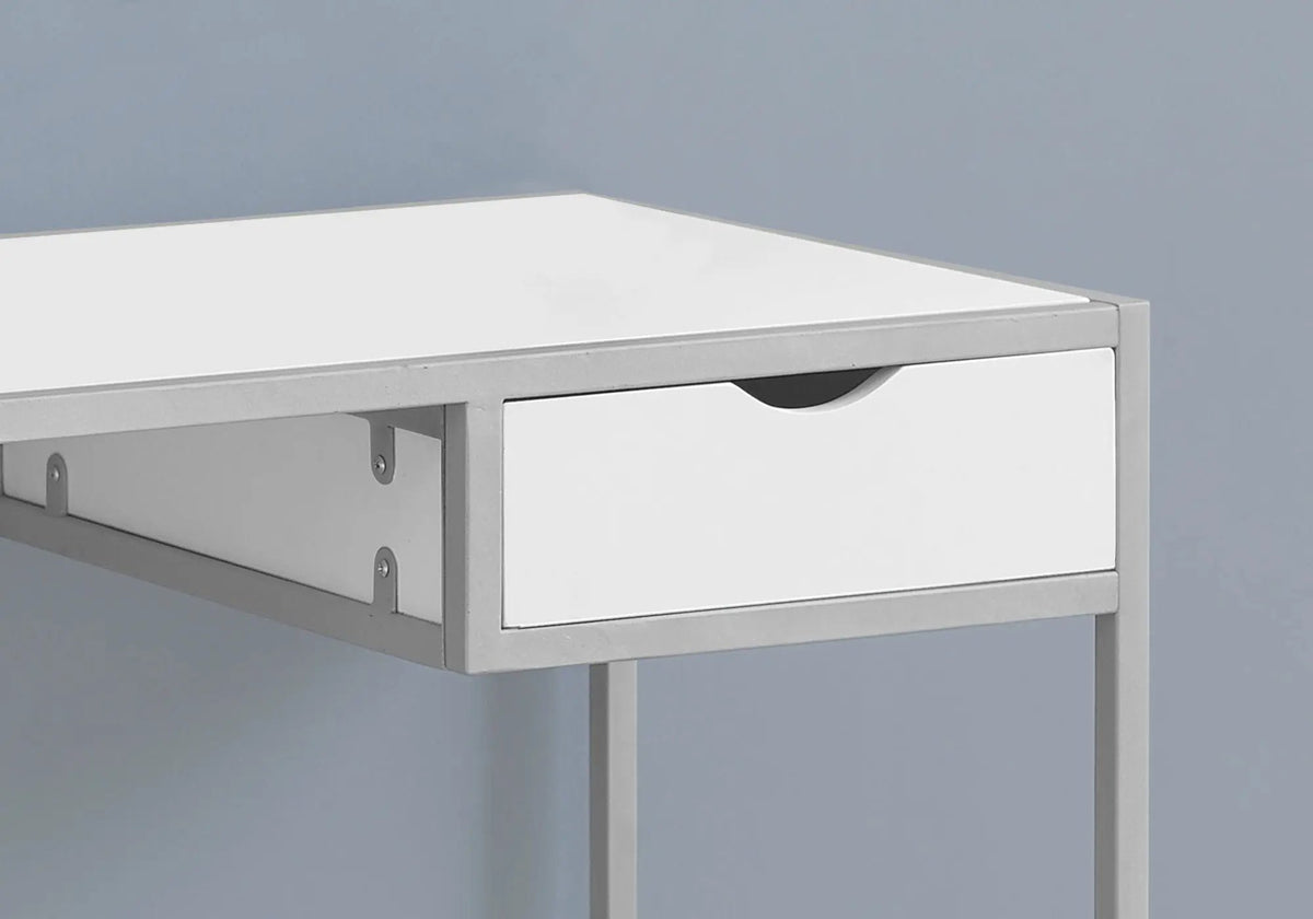 Laptop Computer Desk | 1 Storage Drawer | Slender Metal Frame | Space-Saving Contemporary Design