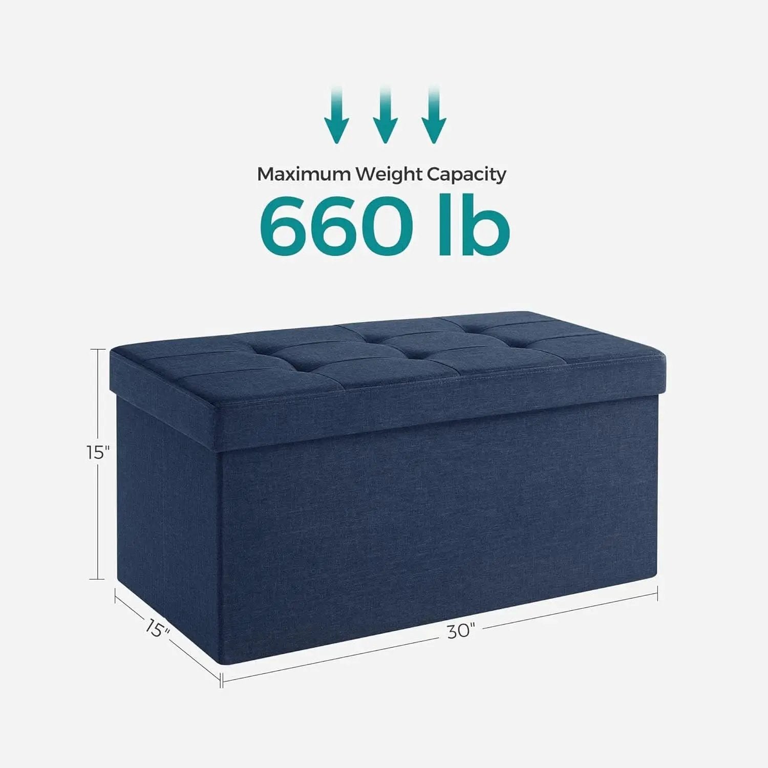 30 Inch Ottoman Bench Midnight Blue Storage Unit Pro Max from PriceLows™