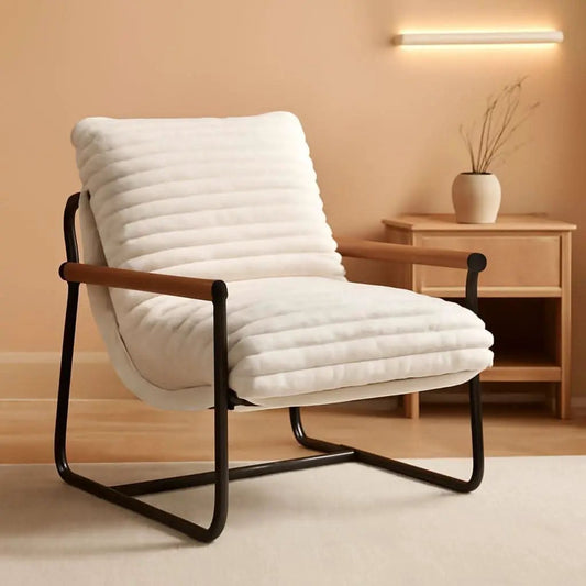 Boucle Sherpa Arm Chair Steel Frame Mid Century Modern from PriceLows™