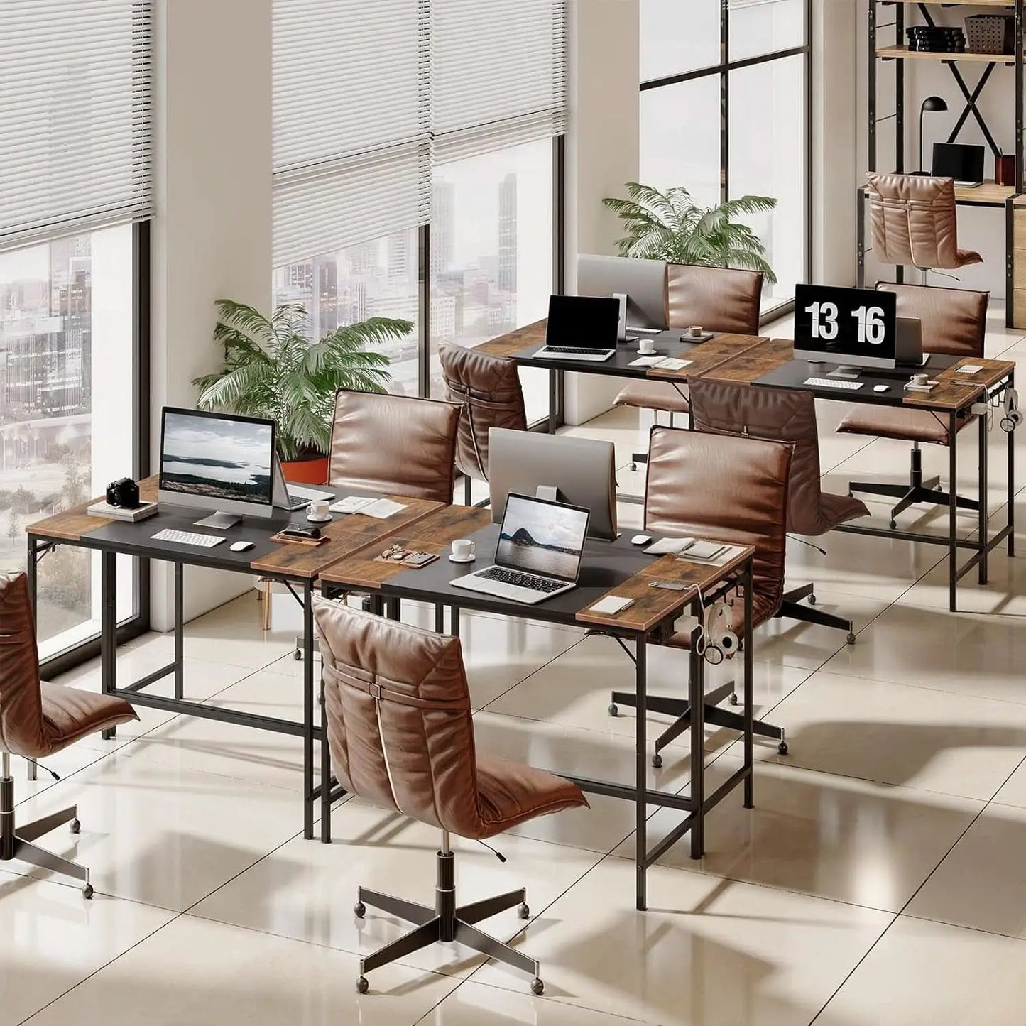 Computer Desk With Power Outlets In Rustic Brown And Black from PriceLows™