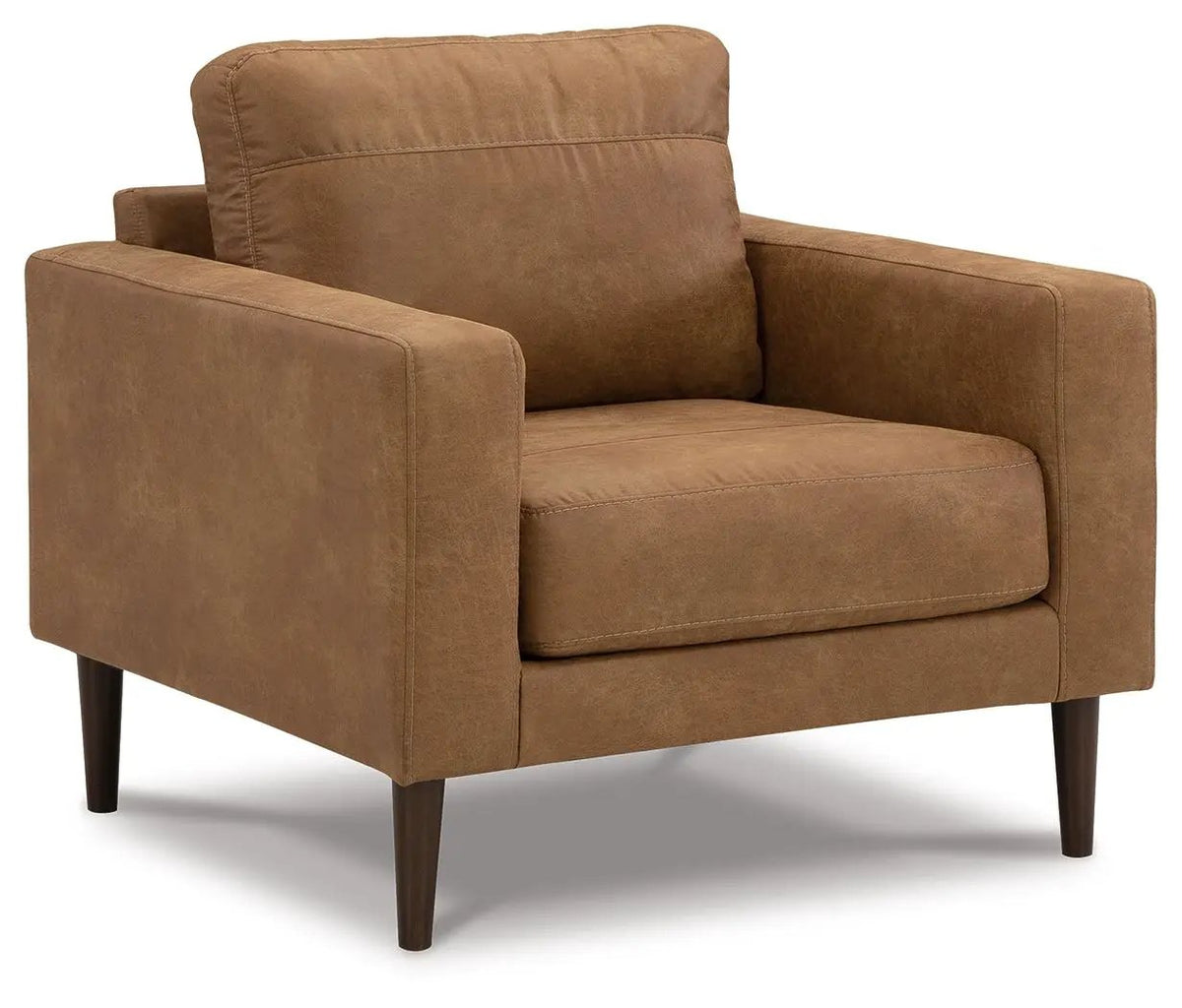 Accent Chair | Caramel Faux Leather | Compact Linear Design