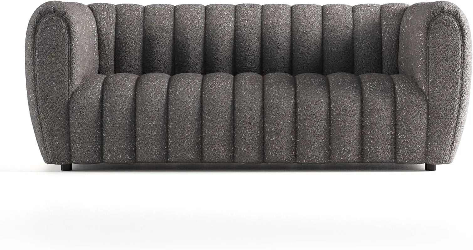 Charcoal Gray Vertical Channel Tufted 3 Piece Sofa Set from PriceLows™
