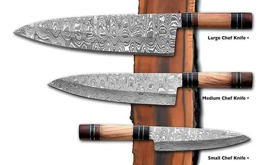 Custom Handmade Stainless Steel Knives Set 13” Damascus Blade with Olive Wood or | 8 Inch | Damascus Steel | Kitchen Knives Set