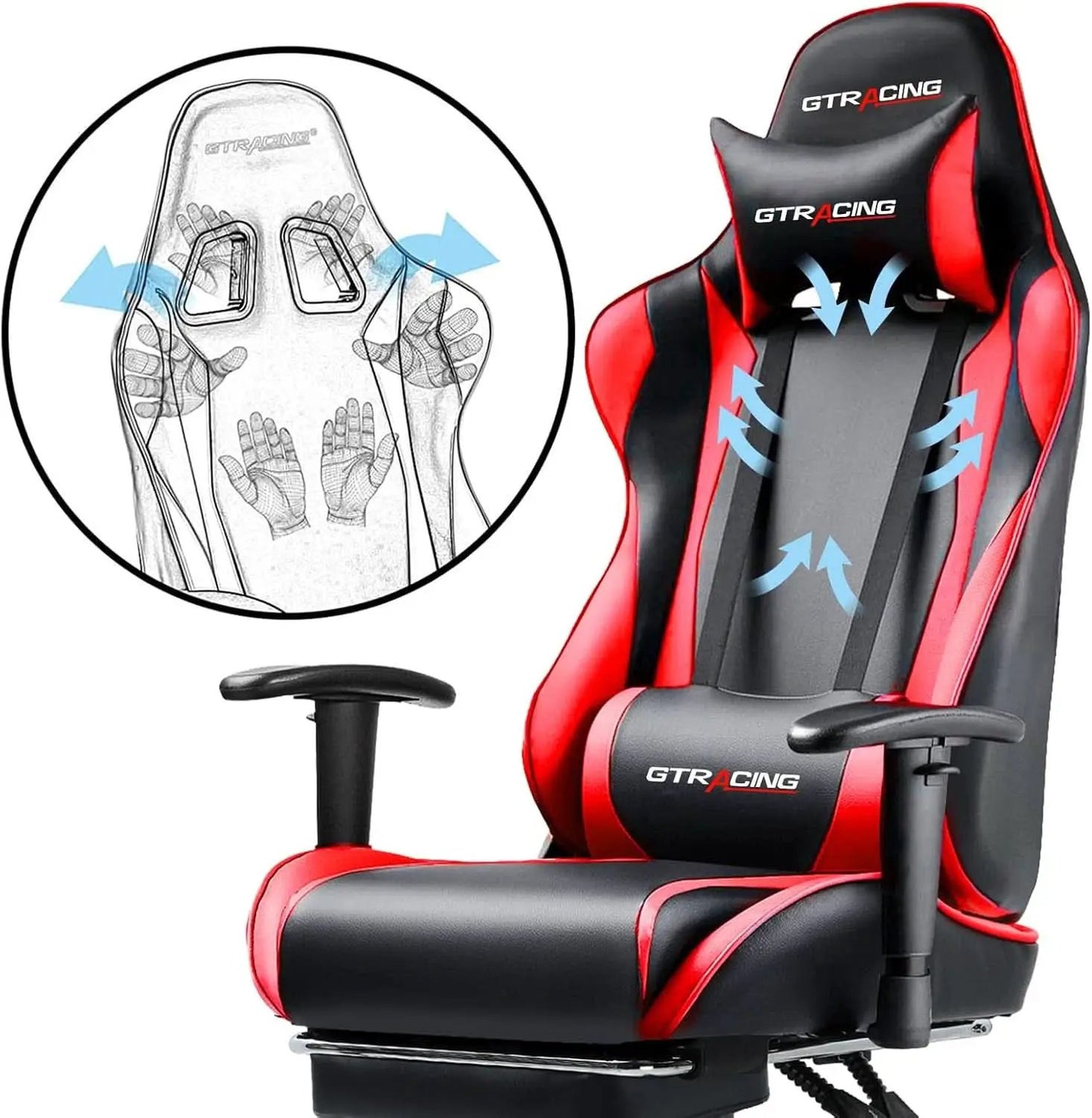 Brick Red Ergonomic Gaming Chair With Footrest And Reclining from PriceLows™