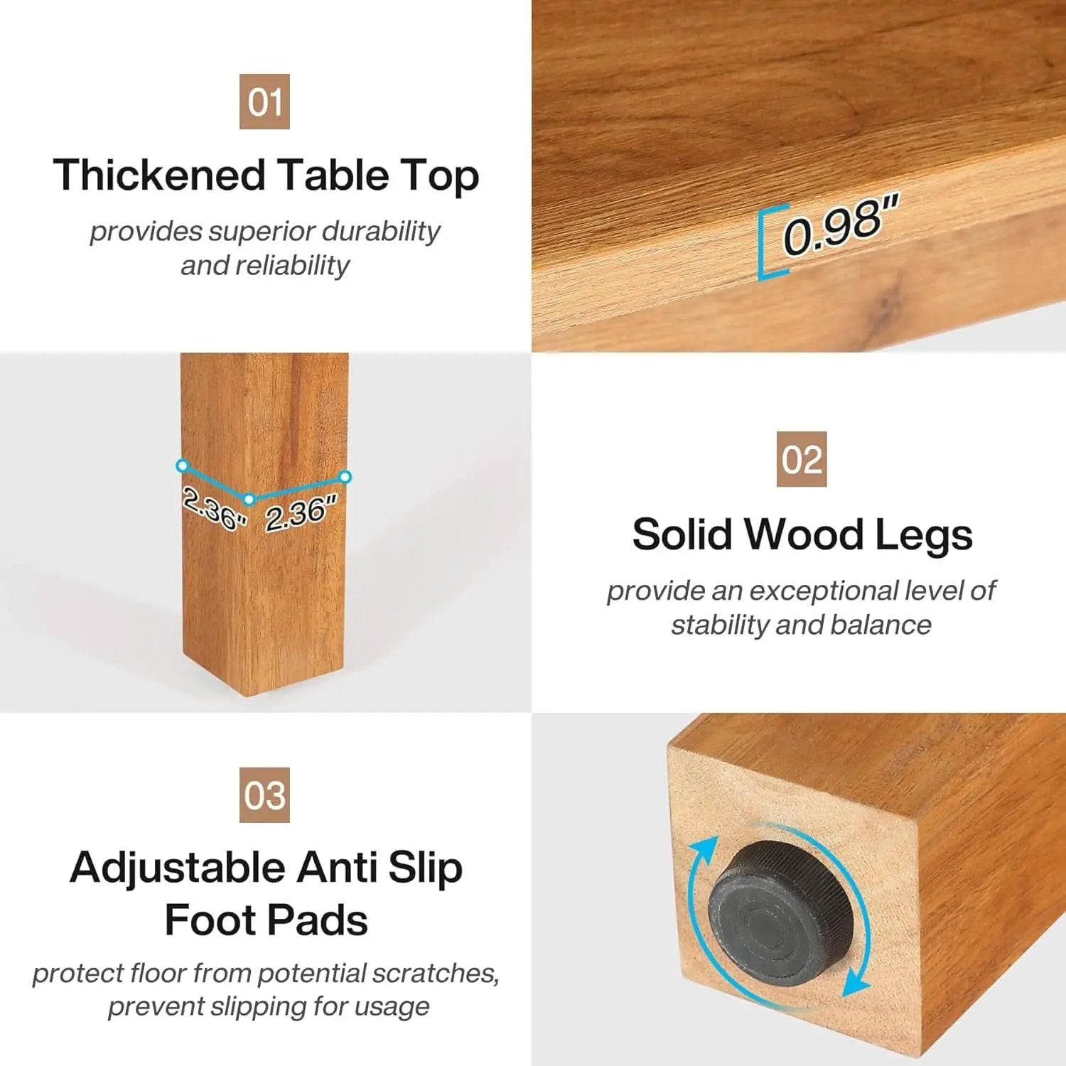 Tribesigns 39 Inch Wood Dining Table Rustic Brown Farmhouse from PriceLows™