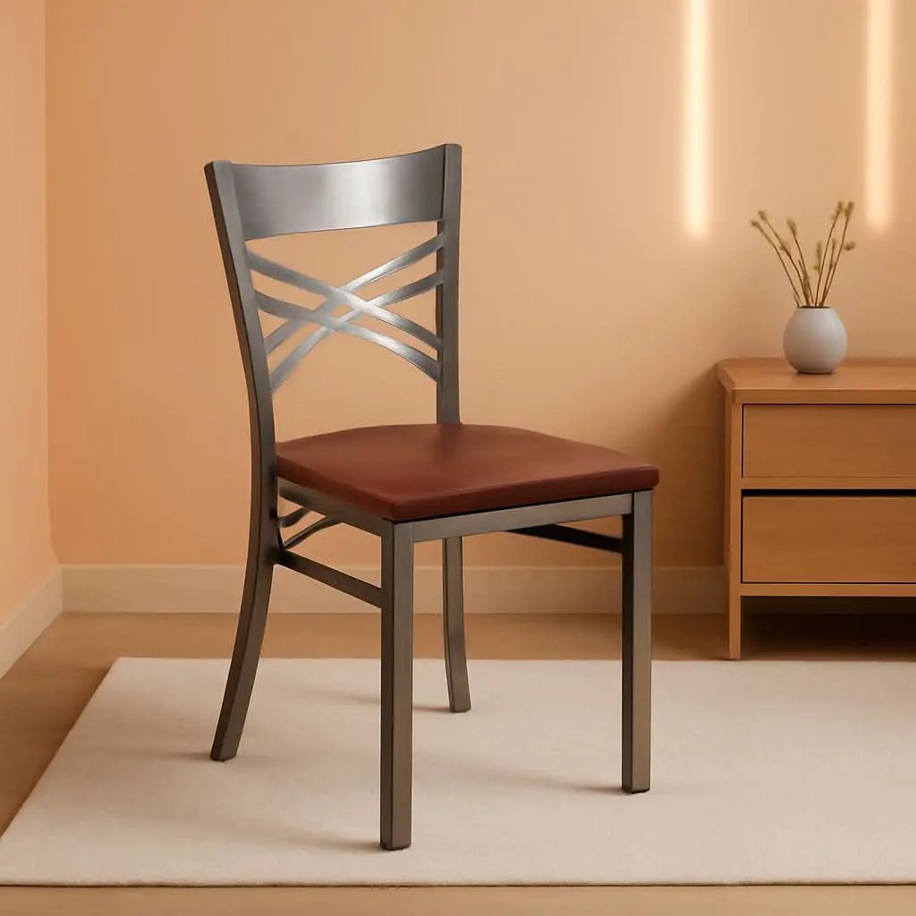 2 Pack Hercules Series X Back Metal Dining Chairs With Cherry Wood Seat For Restaurant Or Home Dining from PriceLows™