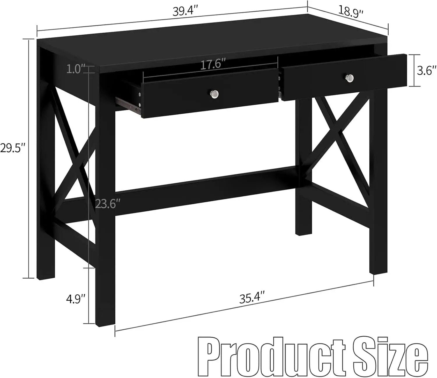 Black Home Office Desk With Drawers And Vanity Table from PriceLows™