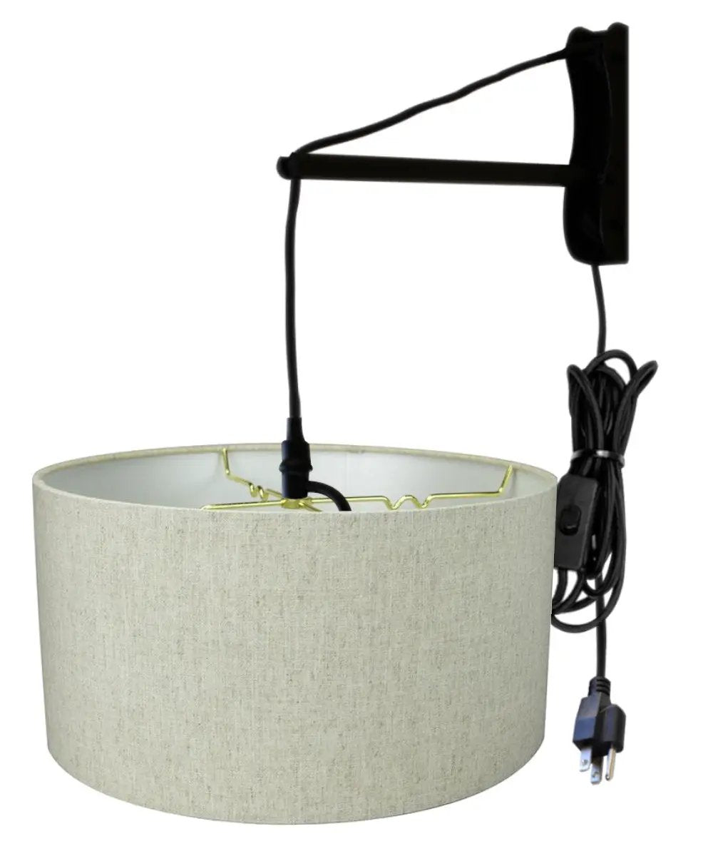Wall Mount Pendant Light | 18 Inch | Plul In | Textured Oatmeal Shade