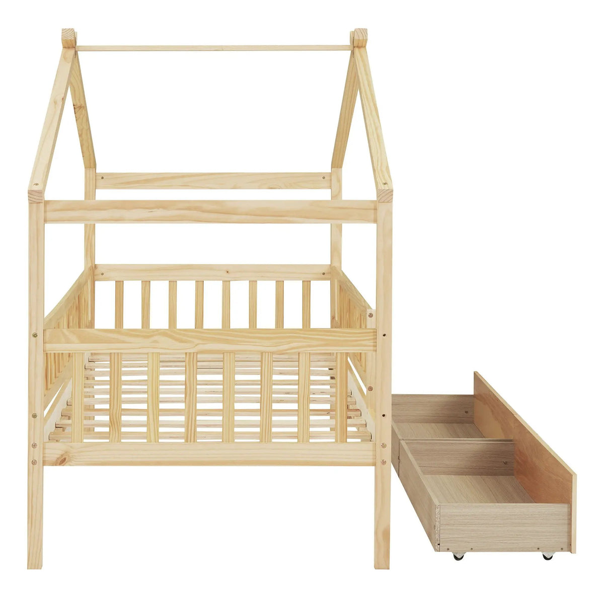 Kids House Bed With 2 Drawers | Sky Roof Design | Classic House Shape | 62.9 Inch Height