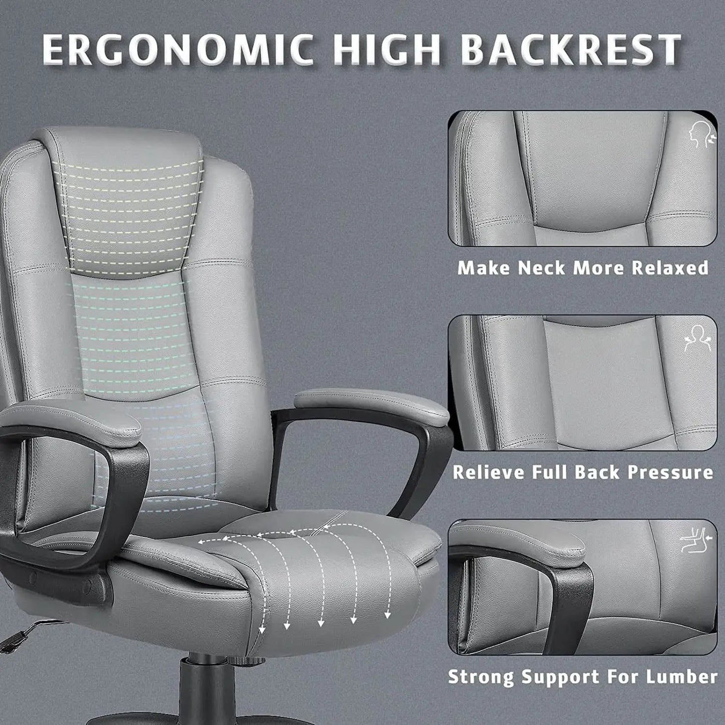 Ergonomic High Back Office Chair For Long Seating, Big Tall from PriceLows™