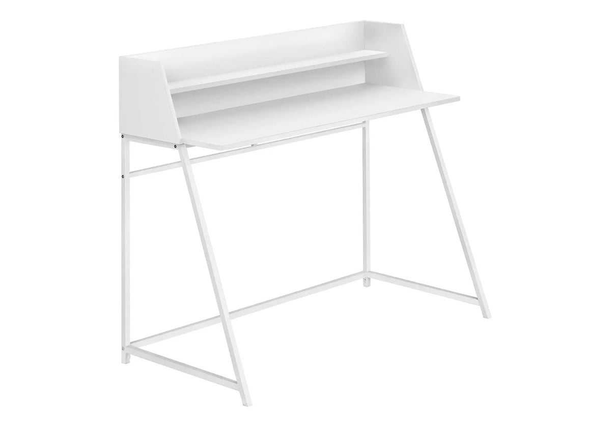 Marble Look Computer Desk With Shelves | 47.25 Inch Width | Sturdy Metal Base | 39.25 Inch Height