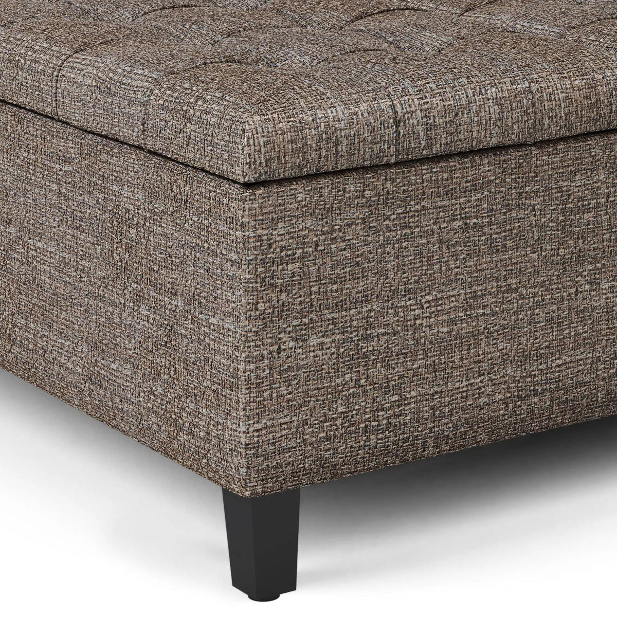Coffee Table Storage Ottoman | Lift Top Hinge | Solid Wood Base | Large Square