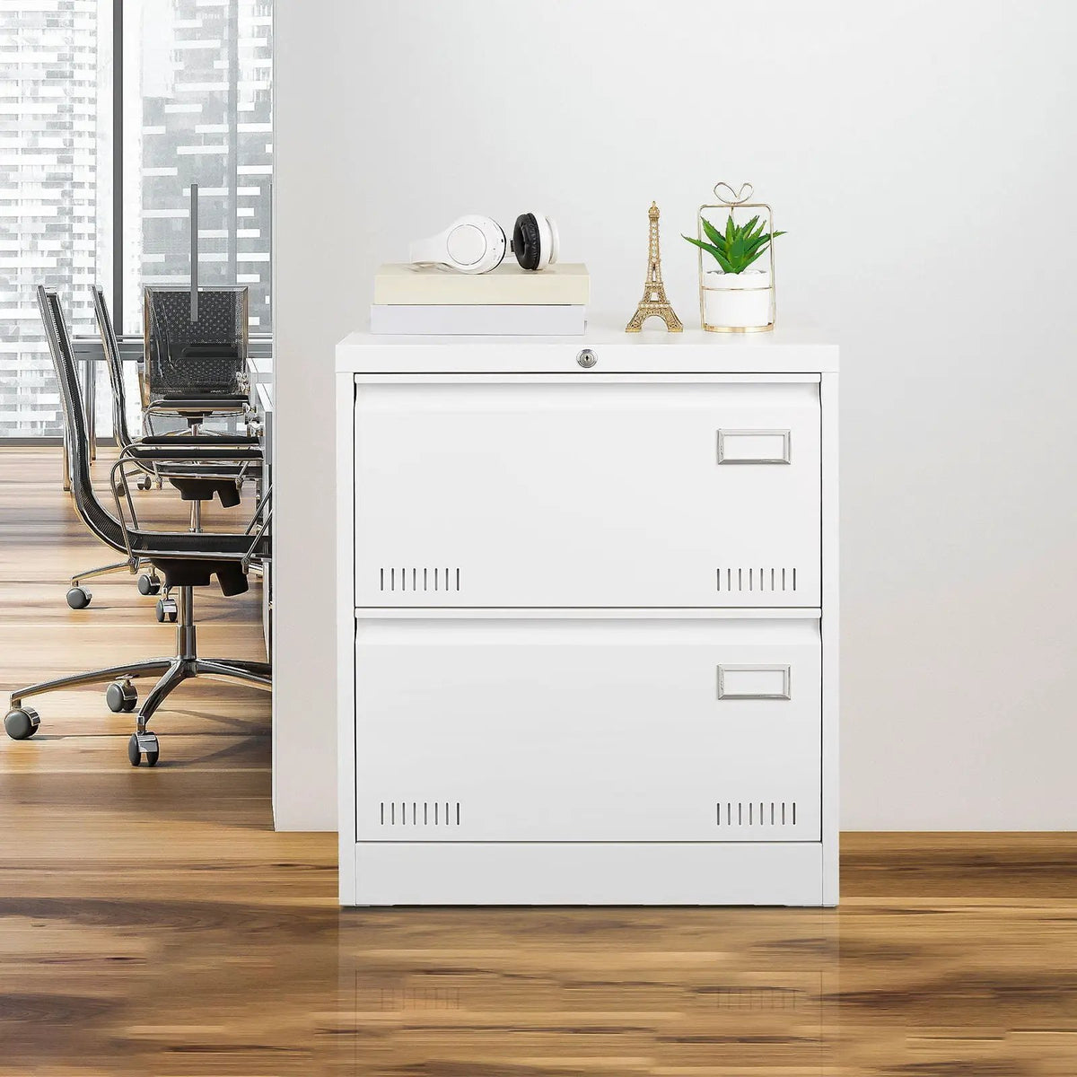 Lateral File Cabinet | 3 Drawer Locking Metal | Widened Drawers | 40 Inch Height