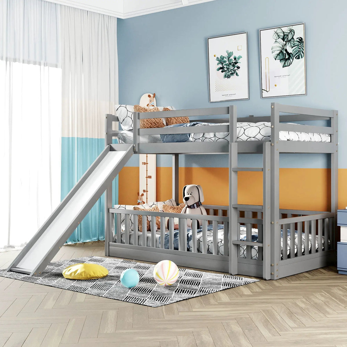 Functional Bunk Bed | Convertible Ladder And Slide | Space-Saving Design | Over Bunk Style