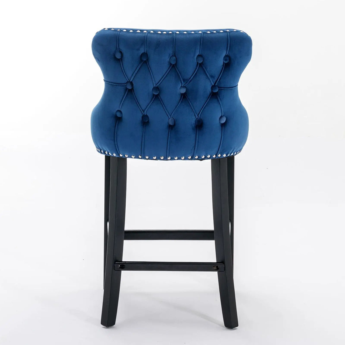Wing-Back Barstools | Button Tufted Decoration | Wooden Legs With Nailhead Trim | Contemporary Upholstery