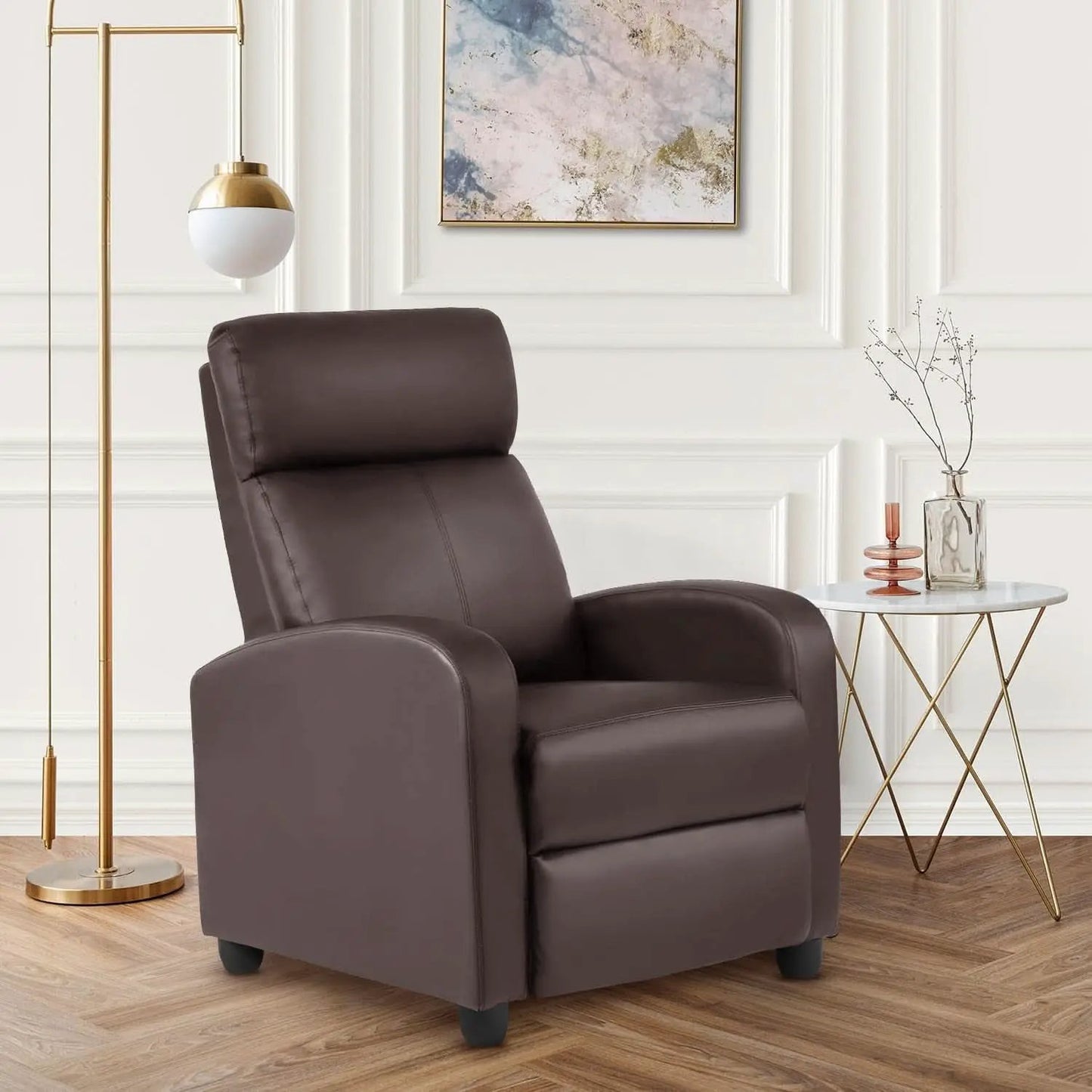 Leather Brown Recliner Chair Massage With Lumbar Support from PriceLows™