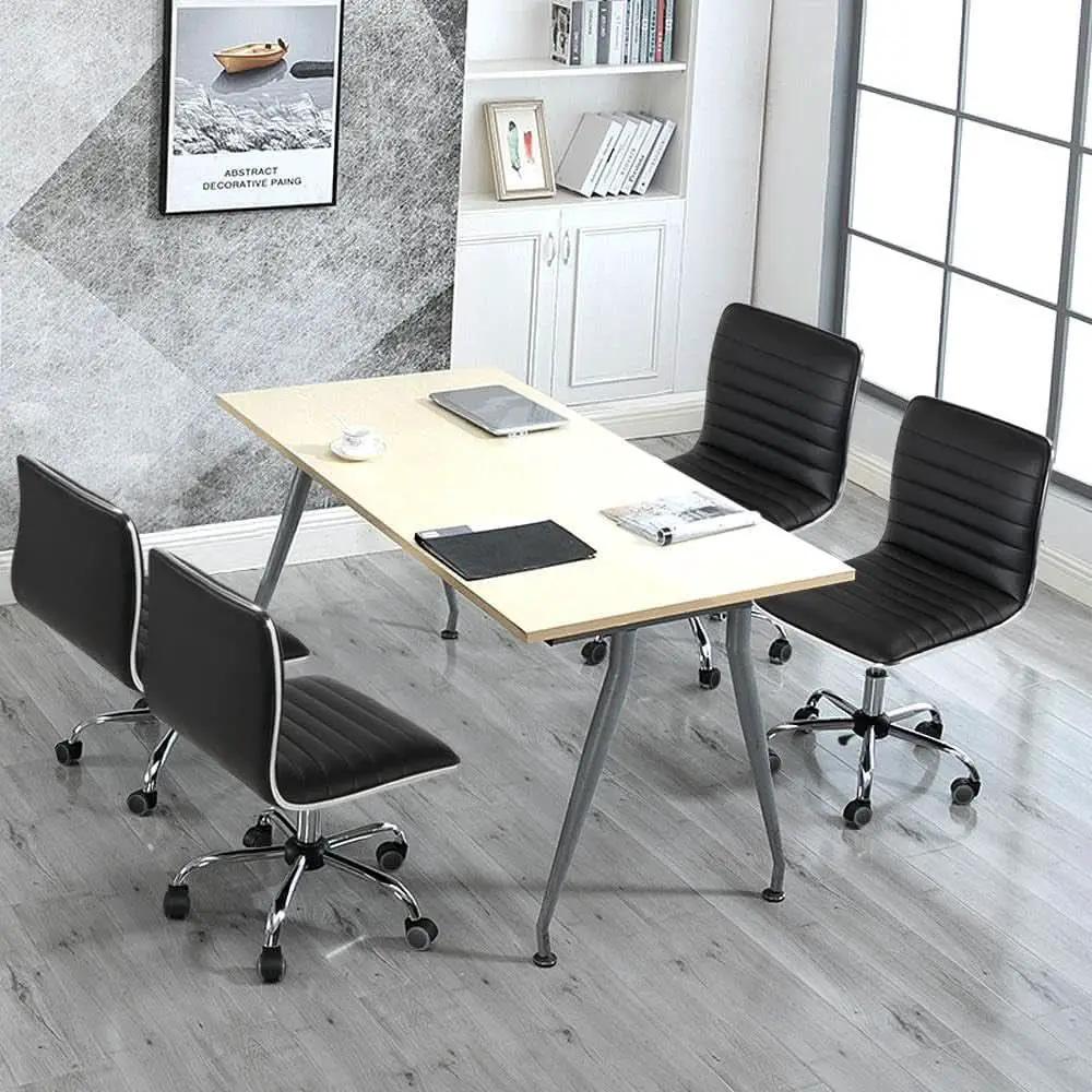 Adjustable Armless PU Leather Office Chair Swivel Black from PriceLows™