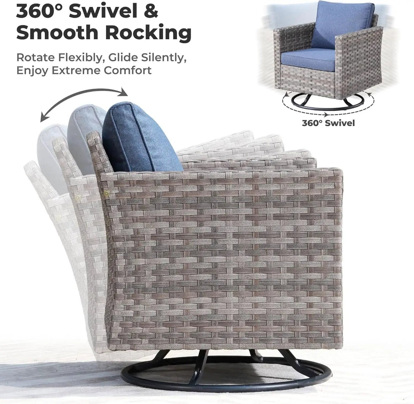 Outdoor Wicker Sectional Sofa Set with Swivel Chairs from PriceLows™