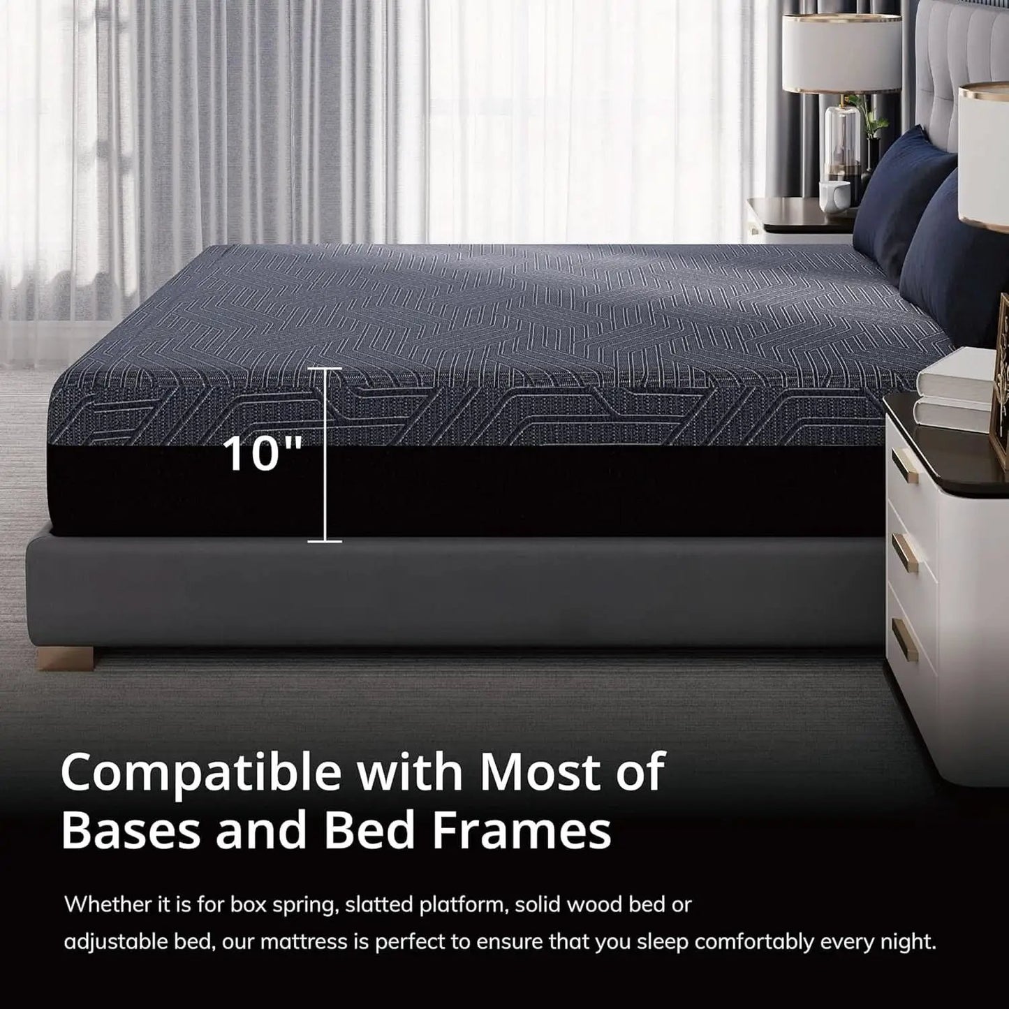 Queen Memory Foam Mattress Charcoal Premium Orthopedic from PriceLows™