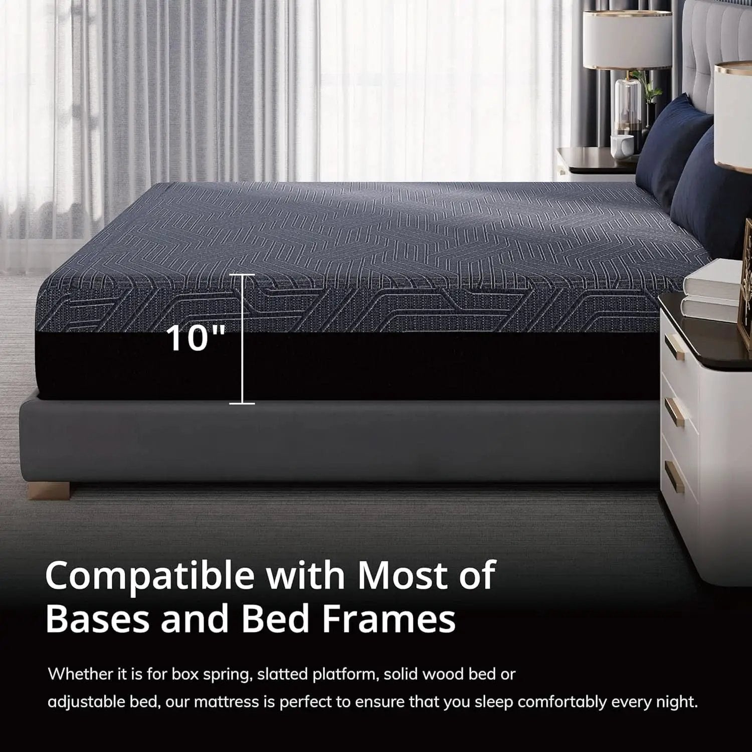 Queen Memory Foam Mattress Charcoal Premium Orthopedic from PriceLows™