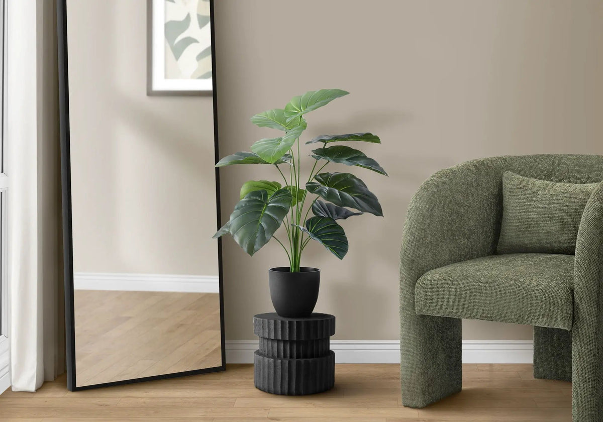 24 Inch Artificial Alocasia Plant | 12 Adjustable Leaves | Real Touch | Indoor Faux Plant