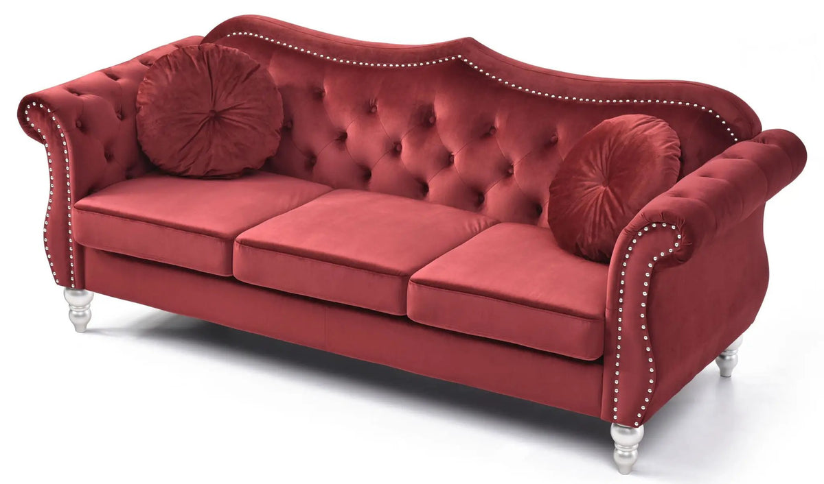 Hollywood Sofa | Updated Glam Design | Hand-Applied Nailhead Trim | Pocketed Coil Cushions