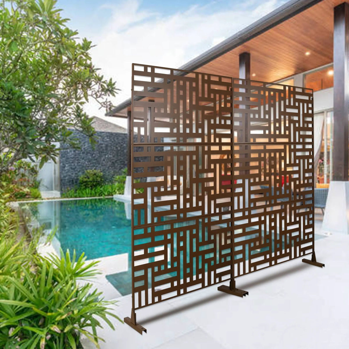 Metal Privacy Screen | Freestanding Frame | Rust Resistant | Indoor Use