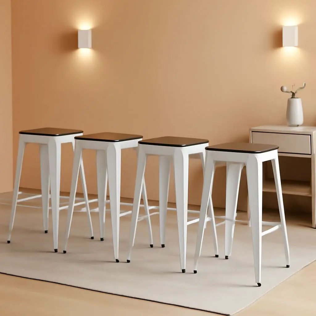 Metal Bar Stools Set of Four Backless Stackable Design from PriceLows™