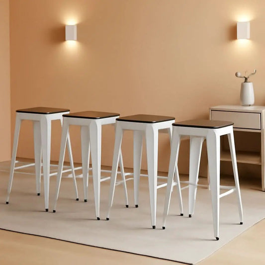 Metal Bar Stools Set of Four Backless Stackable Design from PriceLows™