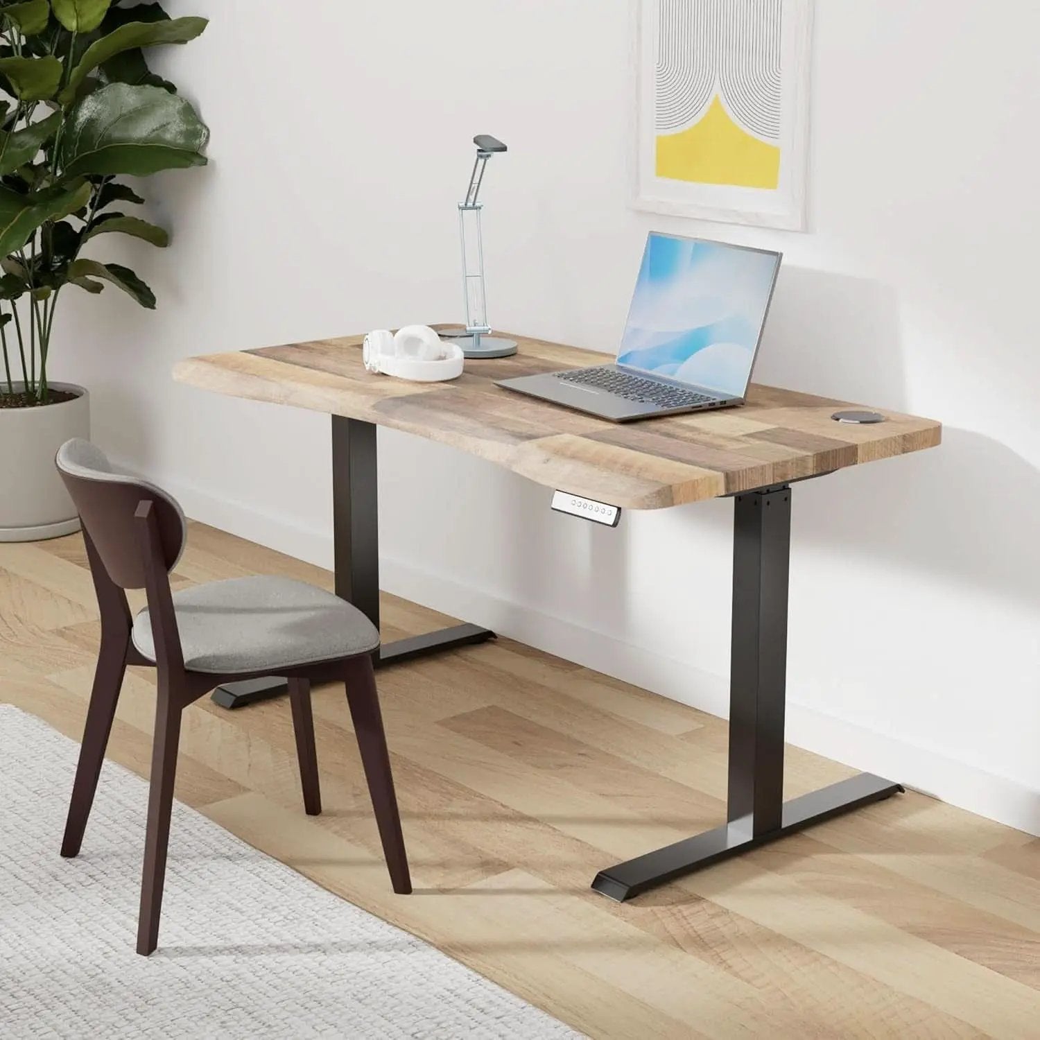 Electric Height Adjustable Standing Desk 54 By 26 Inches Reclaimed Wood from PriceLows™