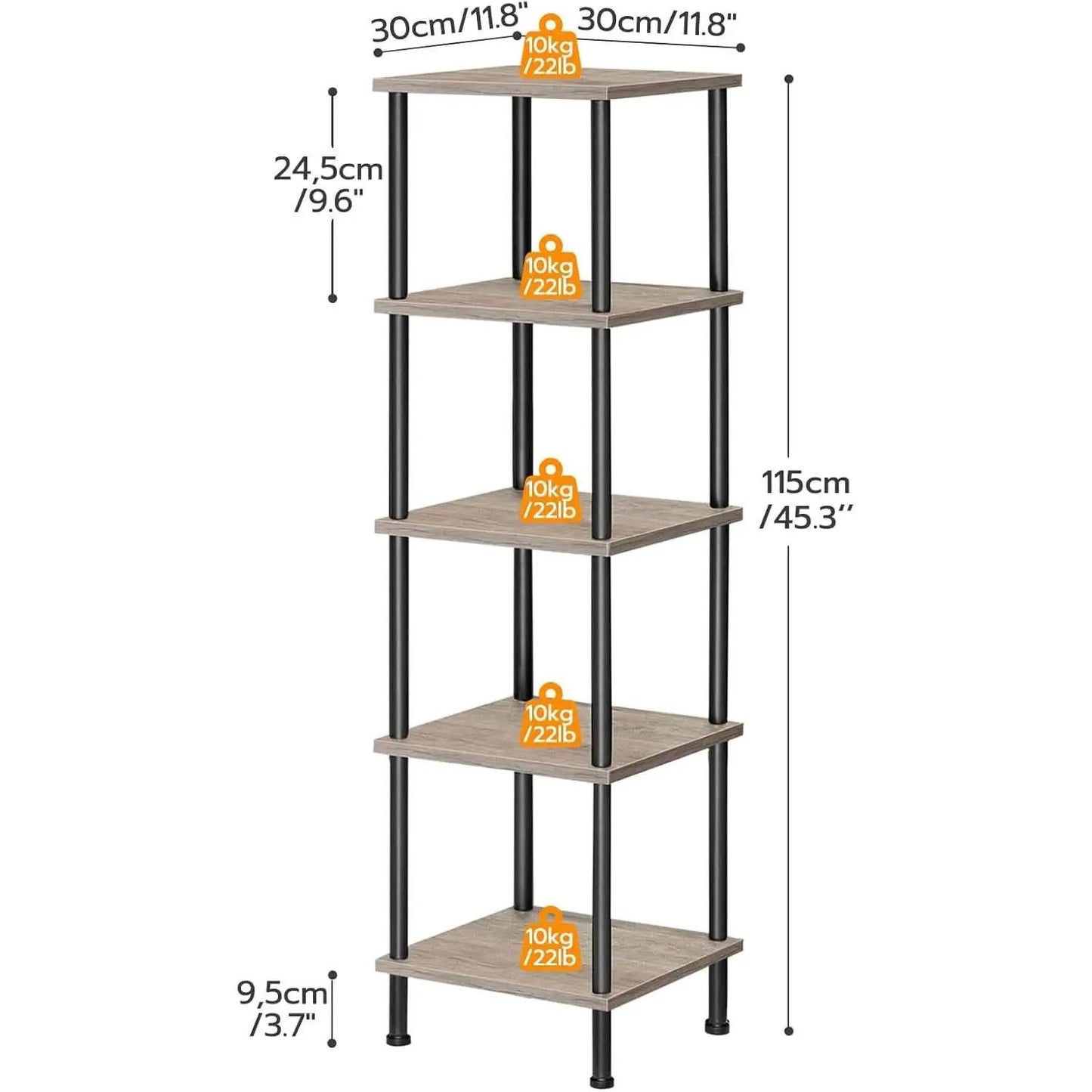 5 Tier Corner Shelf Stand Greige and Black No Tool Assembly from PriceLows™