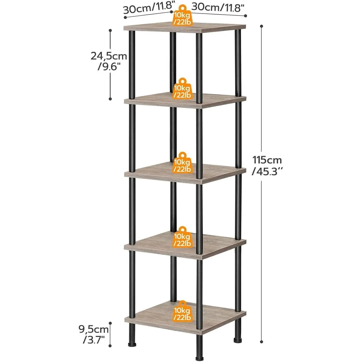 5 Tier Corner Shelf Stand Greige and Black No Tool Assembly from PriceLows™
