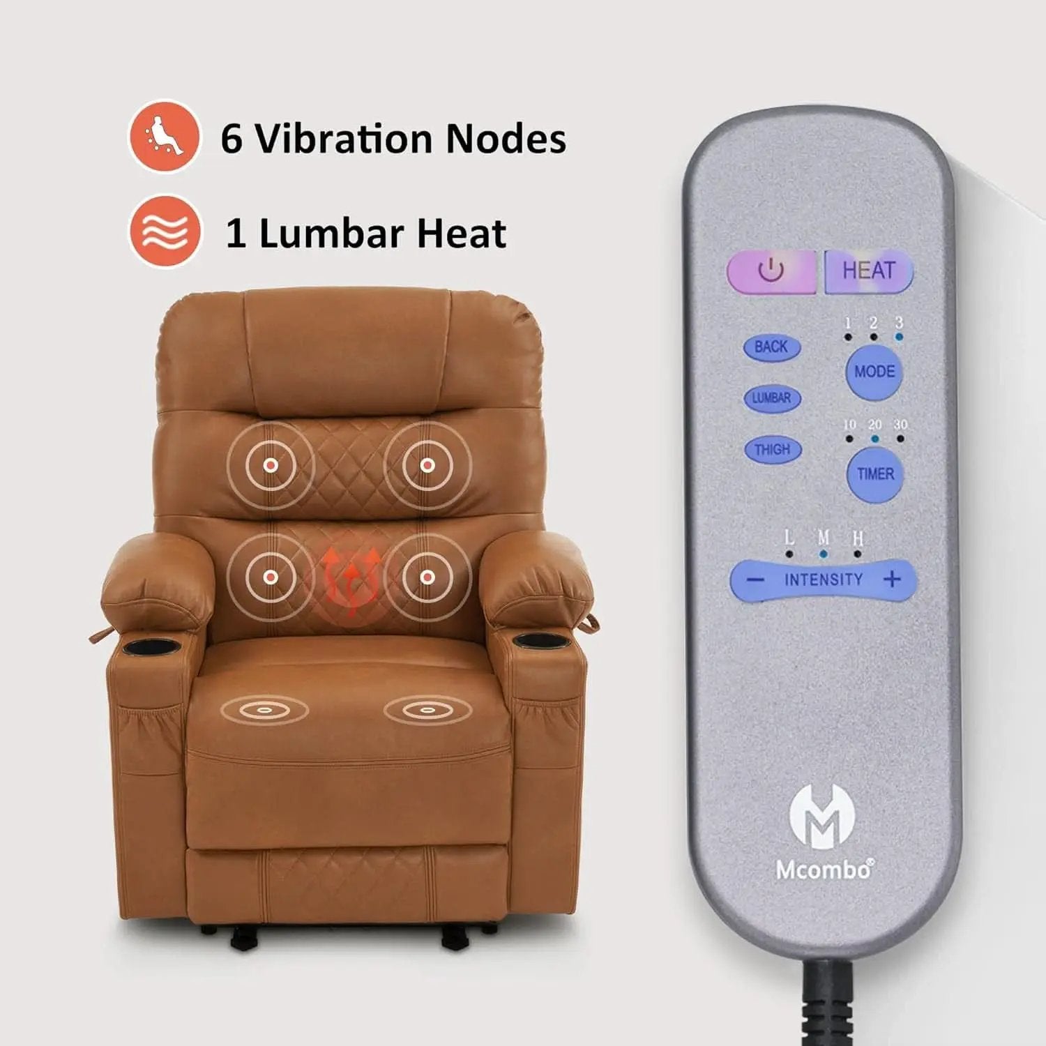 Power Recliner Chair With Heat And Vibration Saddle from PriceLows™