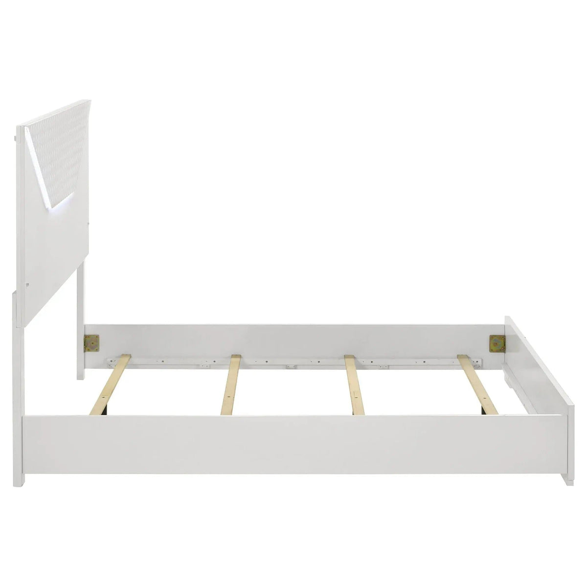 Ives Queen Panel Bed LED Headboard White High Gloss | 63.5 x 83.5 x 56.75 in | Bedroom Furniture | Bedroom