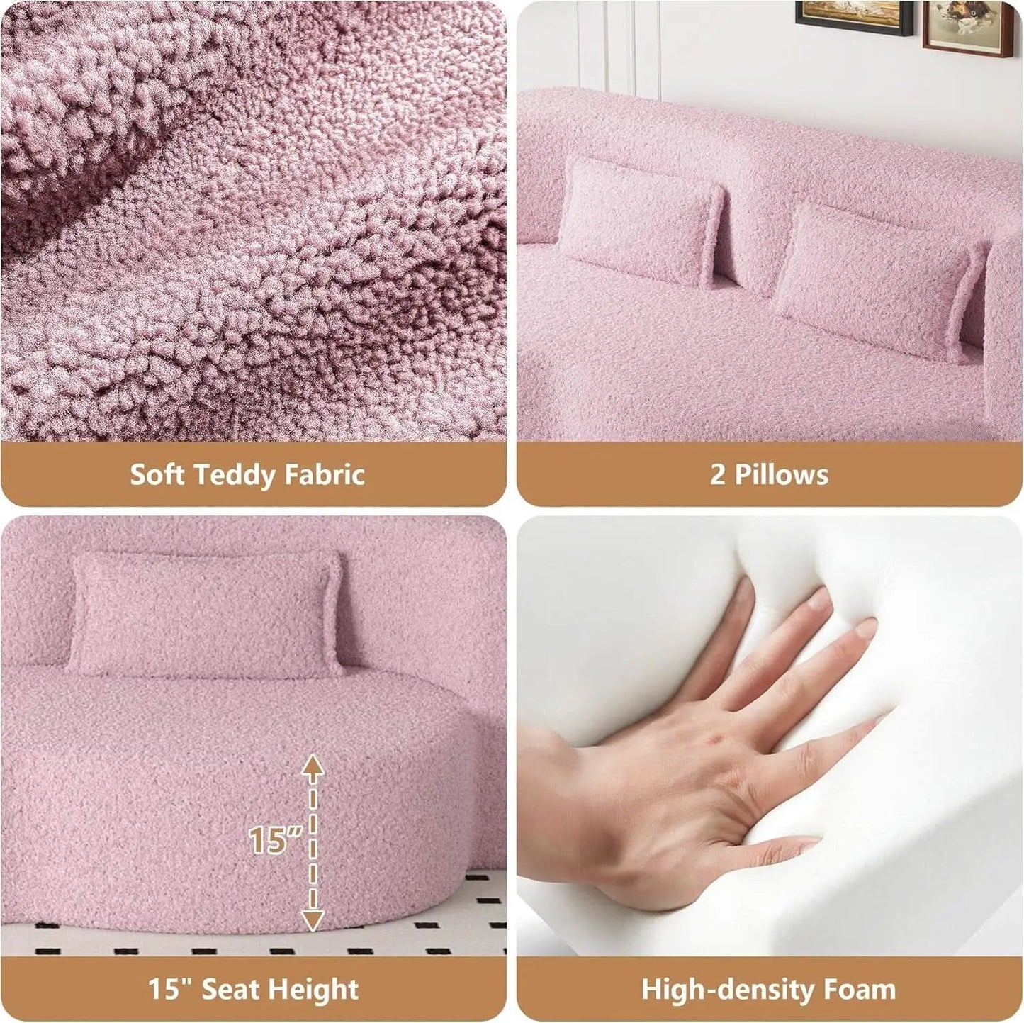 Powder Pink Ultra Comfort Contemporary Foldable Sleeper Sofa from PriceLows™