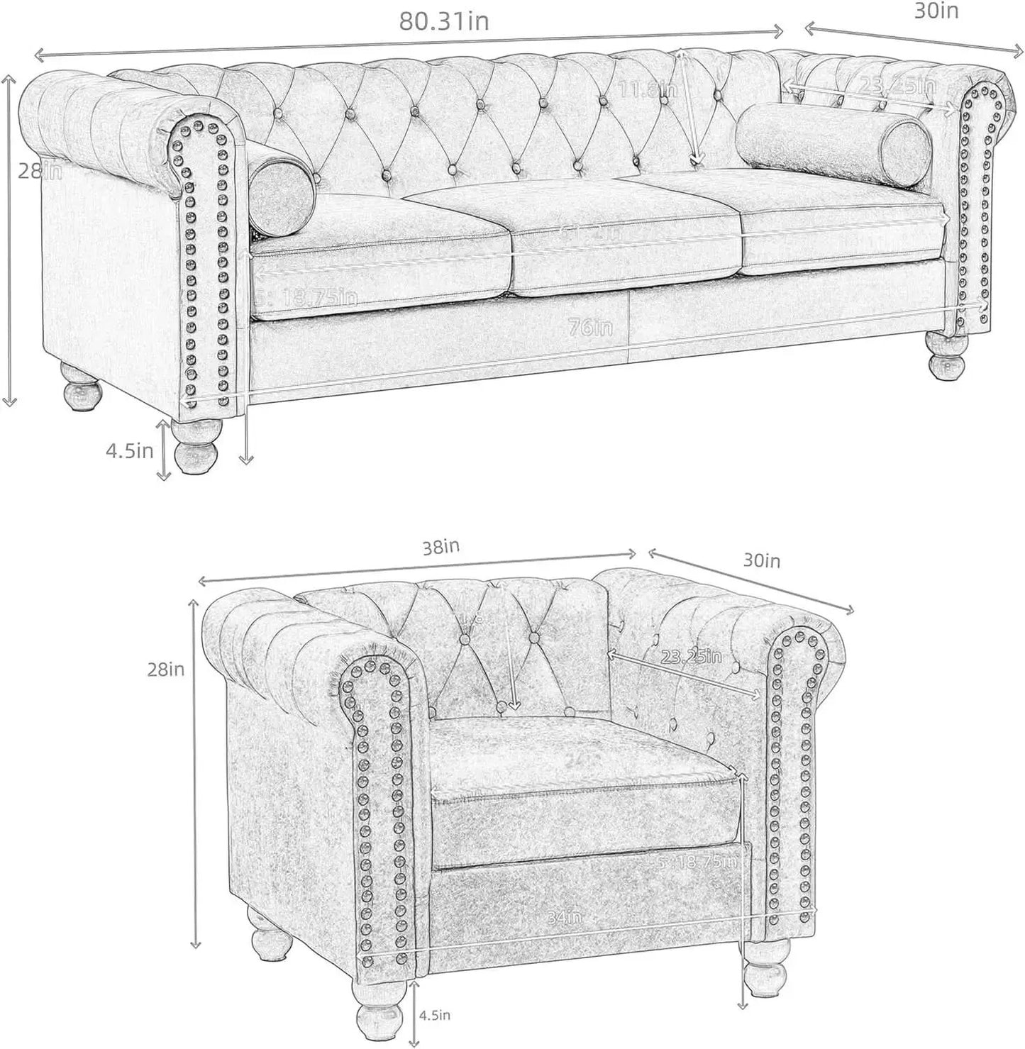Two Piece Air Leather Sofa Set For Living Room Home Decor from PriceLows™
