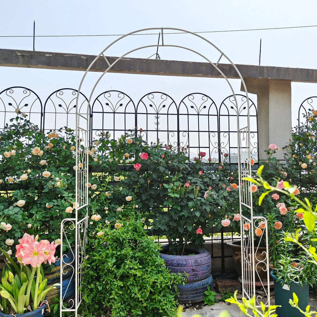Metal Garden Arch Garden Arbor Trellis Climbing Plants Support Rose Arch Outdoor | 2 Pieces | Metal | Outdoor Living