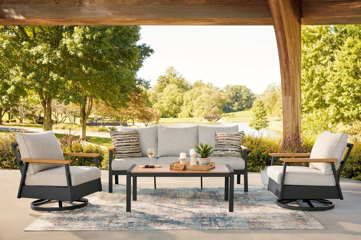 Carmel Highlands Outdoor Set | 4-Piece | Sofa Chairs And Table | Dark Brown