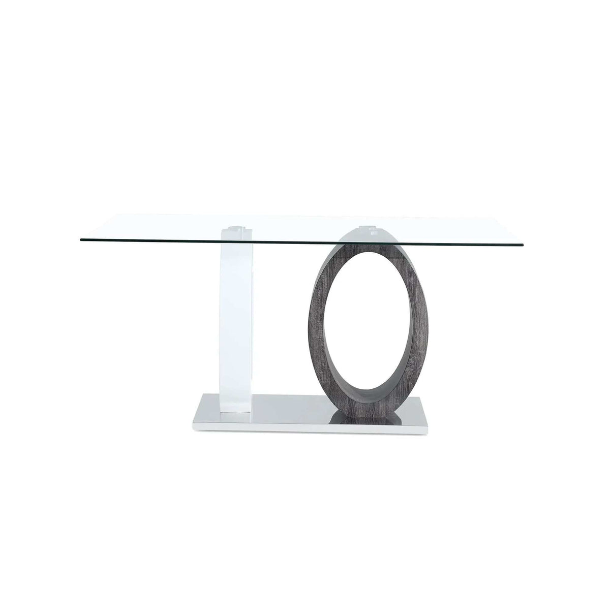 Royce Dining Table Ecom | 63 x 35.43 x 29.92 in | Glass & Steel | Dining Room