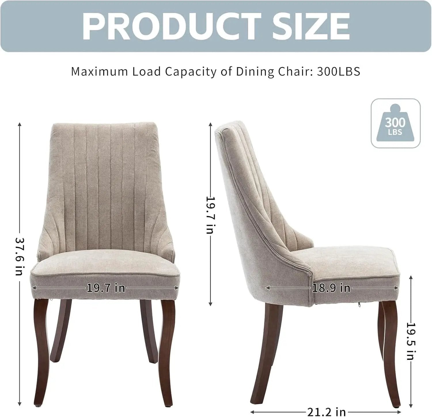 Beige Upholstered Dining Chairs 2 Pack Curved Wood Legs from PriceLows™