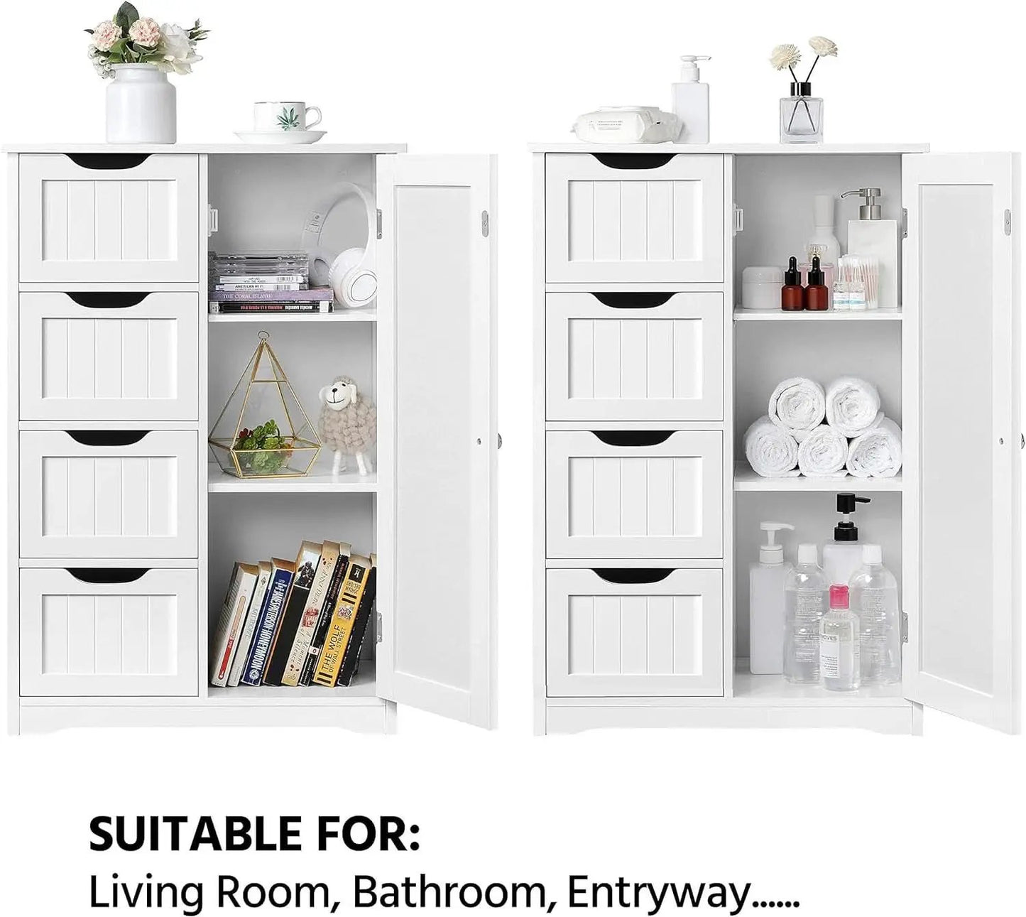 White Floor Cabinet With Four Drawers For Entryway Use from PriceLows™