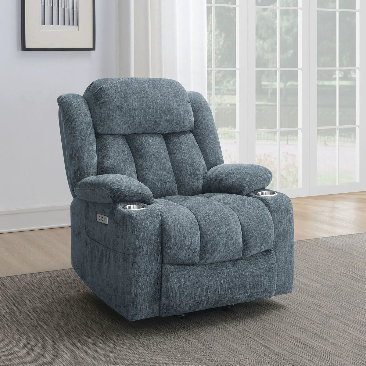 Beca Power Lift Recliner | Upholstered | Integrated Cupholders | USB Charging Port