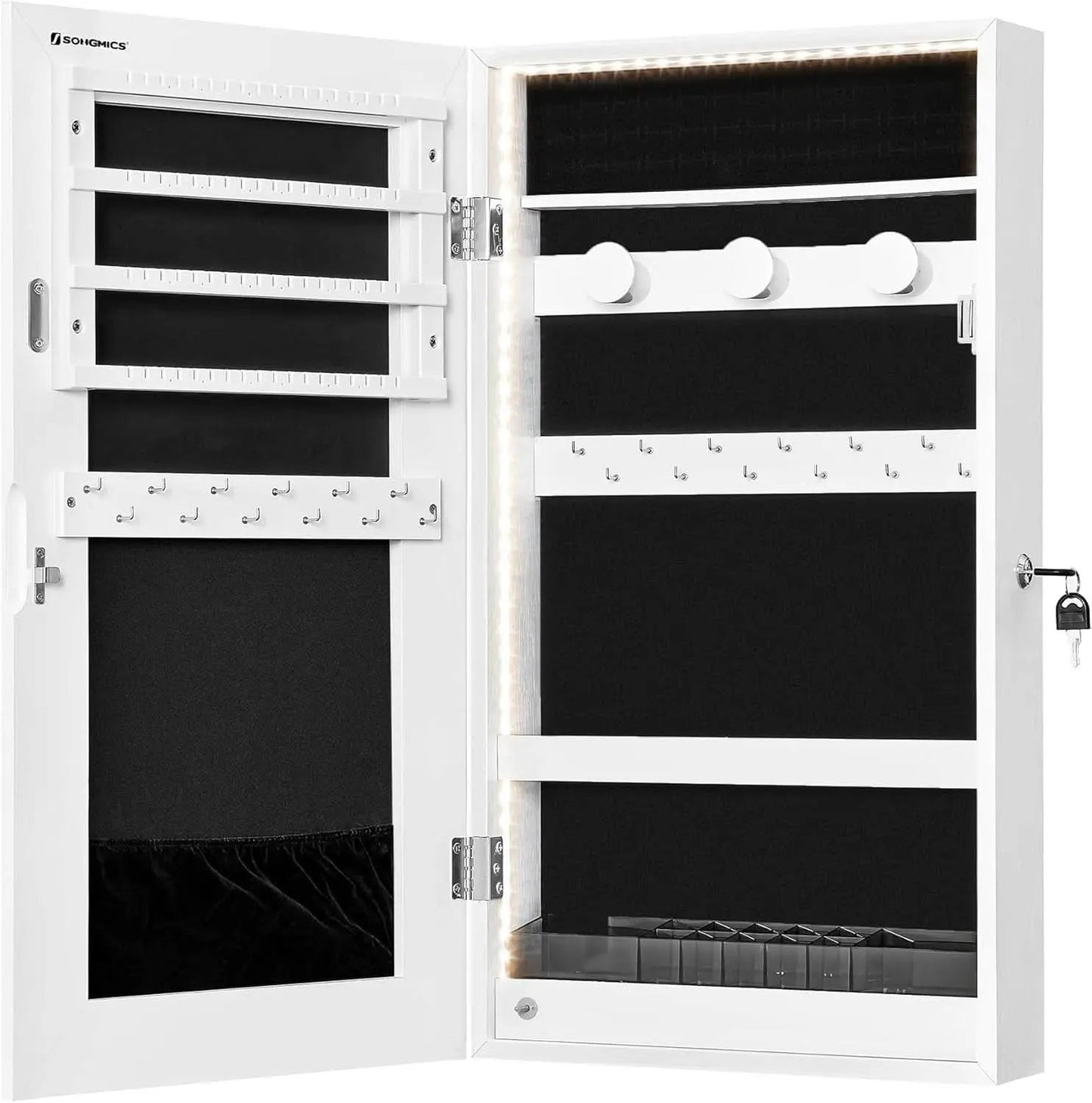 Mirror Jewelry Cabinet Armoire With LED Lights White from PriceLows™