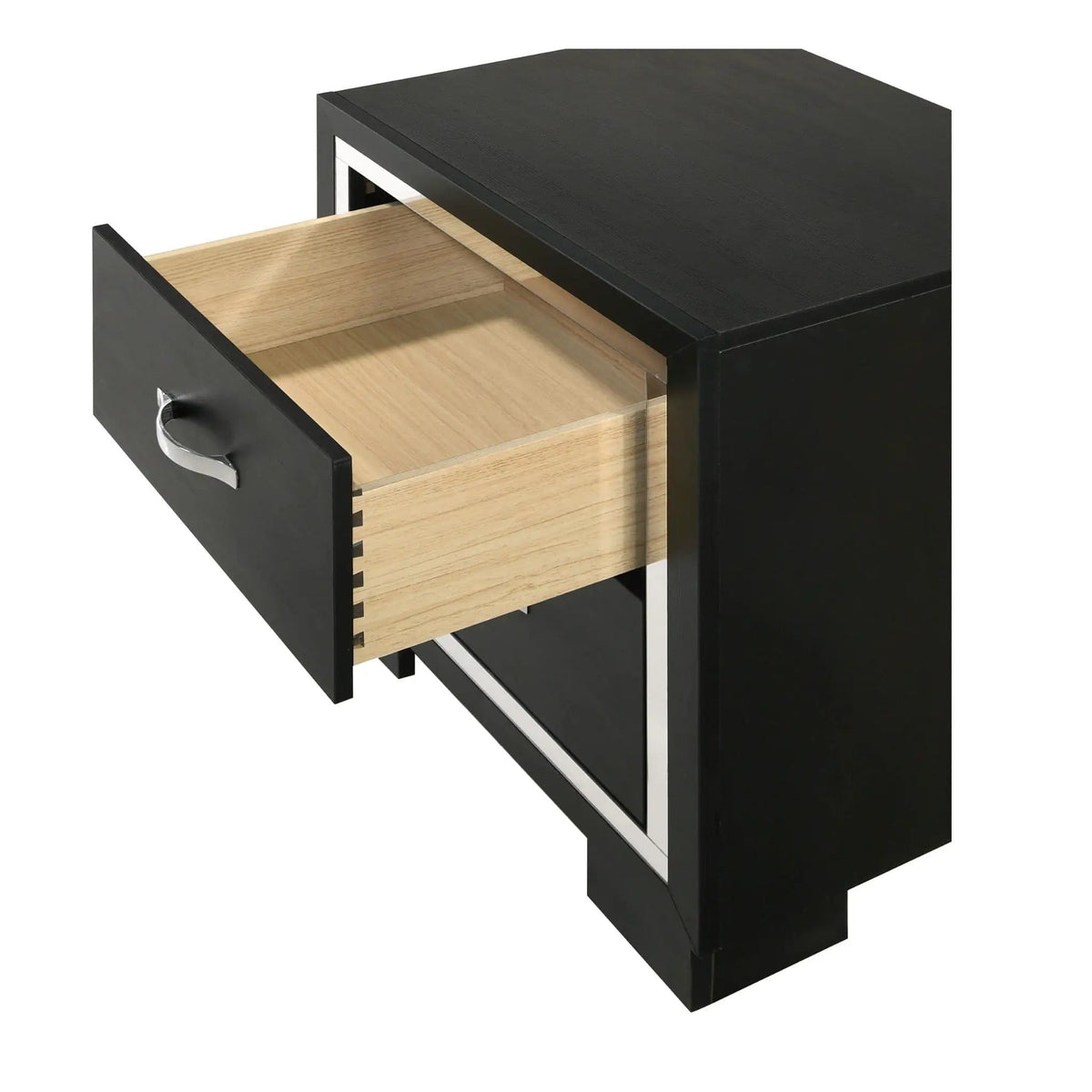 2 Drawer Bedroom Nightstand With Handles - | 21.5 x 16.1 x 23.7 in | Metal & Wood | Black