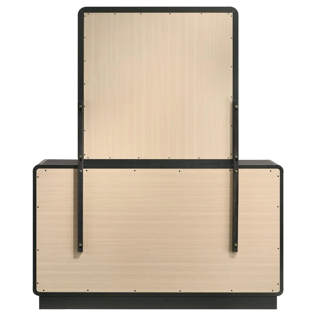 Cavelle 6-drawer Dresser and Mirror | 58.5 x 16.75 x 71.75 in | Brass | Black