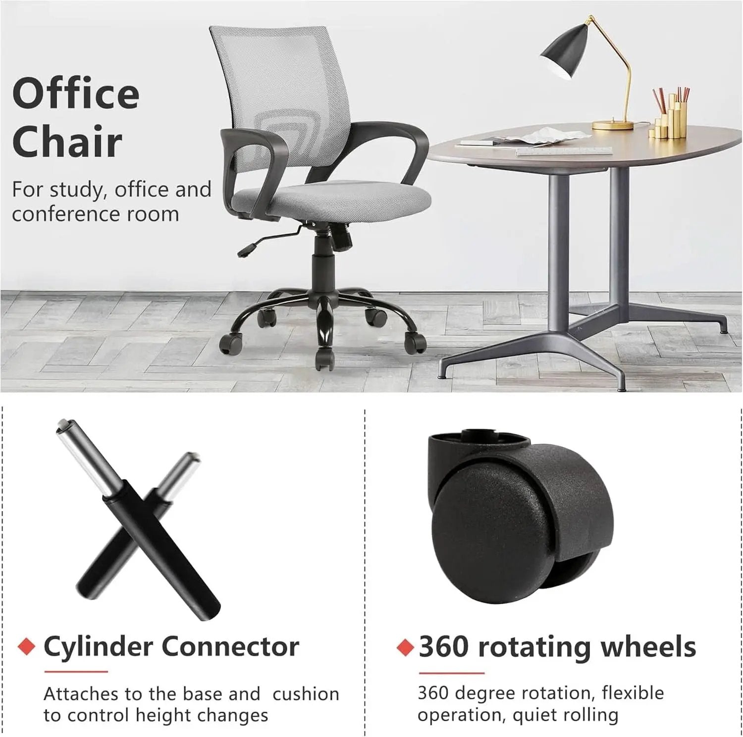 Ergonomic Mesh Office Chair With Lumbar Support Grey from PriceLows™