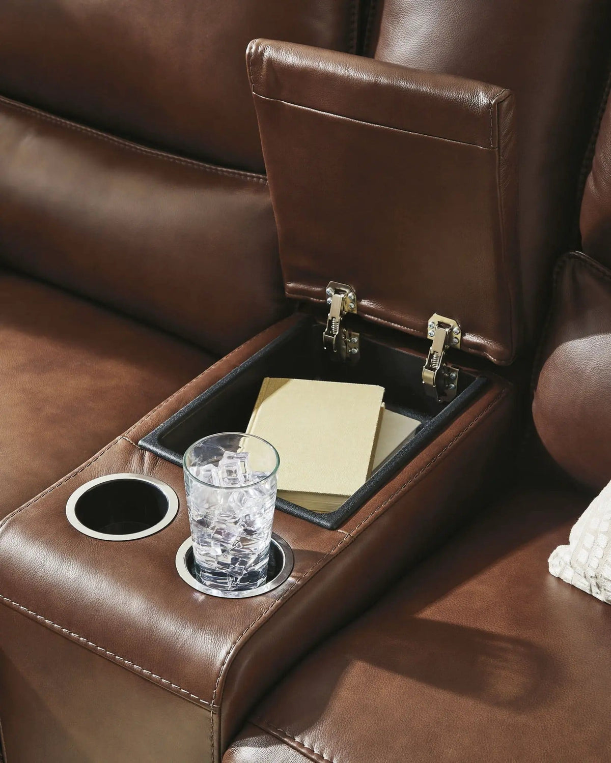 DeepWakes Power Reclining Loveseat / Console / Adjustable Headrest | 2 Pieces | Leather | Living Room