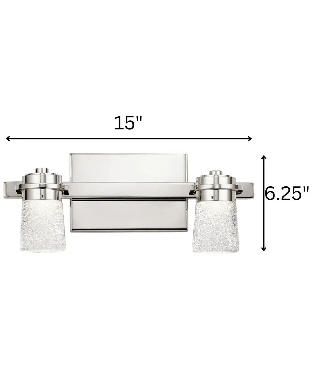 Vanity Light | 2 Light LED | 15 Inch Wide | Polished Nickel