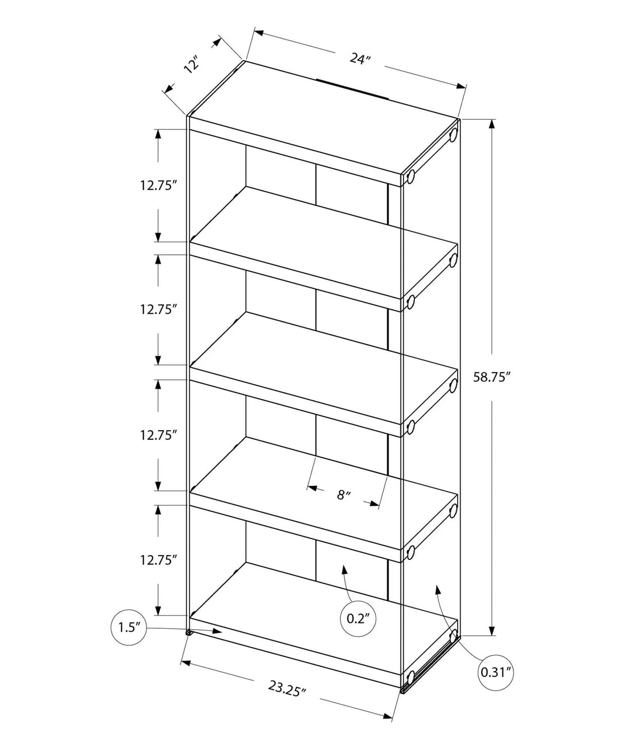 5 Tier Etagere Bookshelf | Glossy Clear Tempered Glass | Polished Chrome Accents | White
