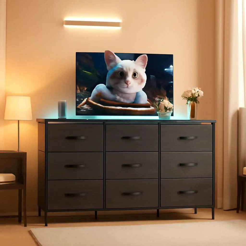 Dresser TV Stand 55 Inch With LED Lighting And Charging from PriceLows™